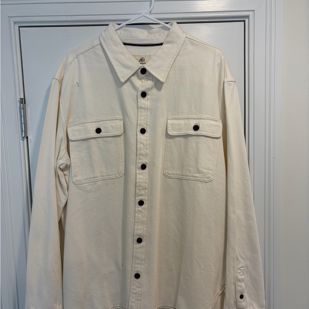 Surfside Supply White Button-Front Overshirt with Dark Buttons